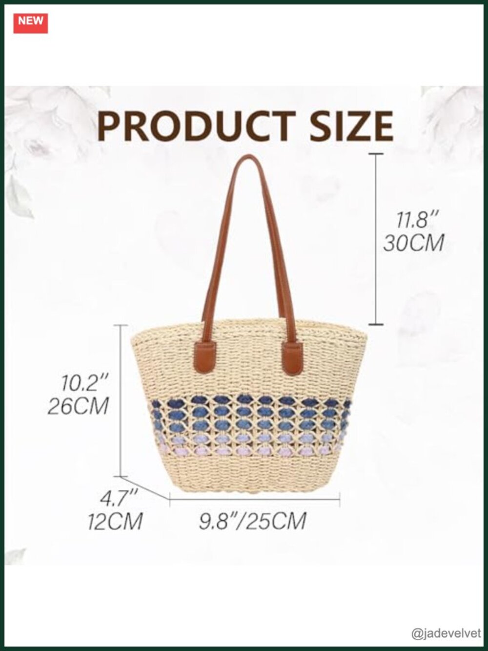 Large Summer Raffia Straw Tote Bag Woven Beach Shoulder Purse - Picture 5 of 6